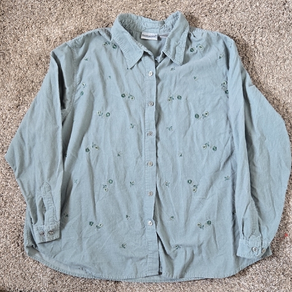 Fashion Bug Tops - Vintage 90's Fashion Bug Light Green Corduroy Shirt Plus Size 22/24W